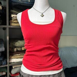 Bright Red Ribbed Fitted Tank Top sz M